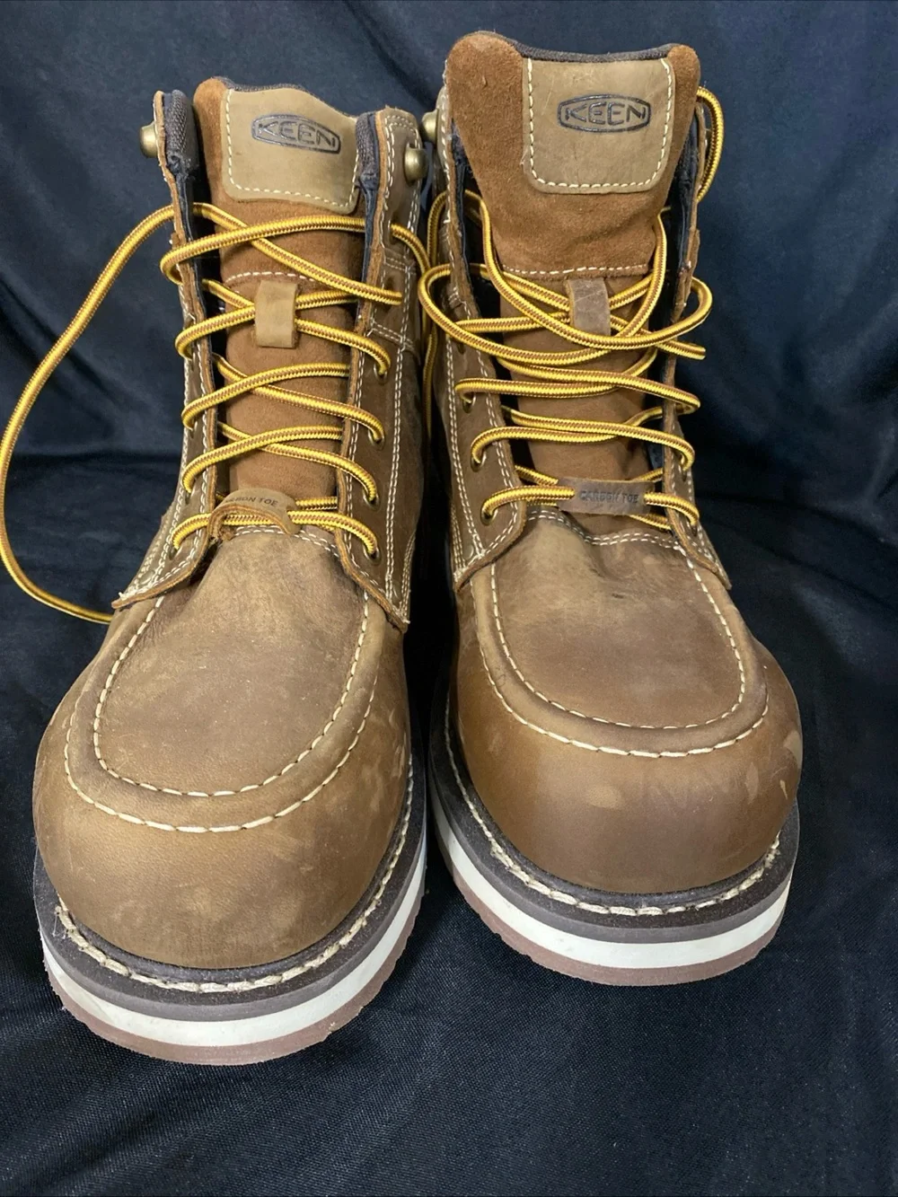 KEEN Brown and Black Lace-Up Work Boots size 10.5 Steel Toe